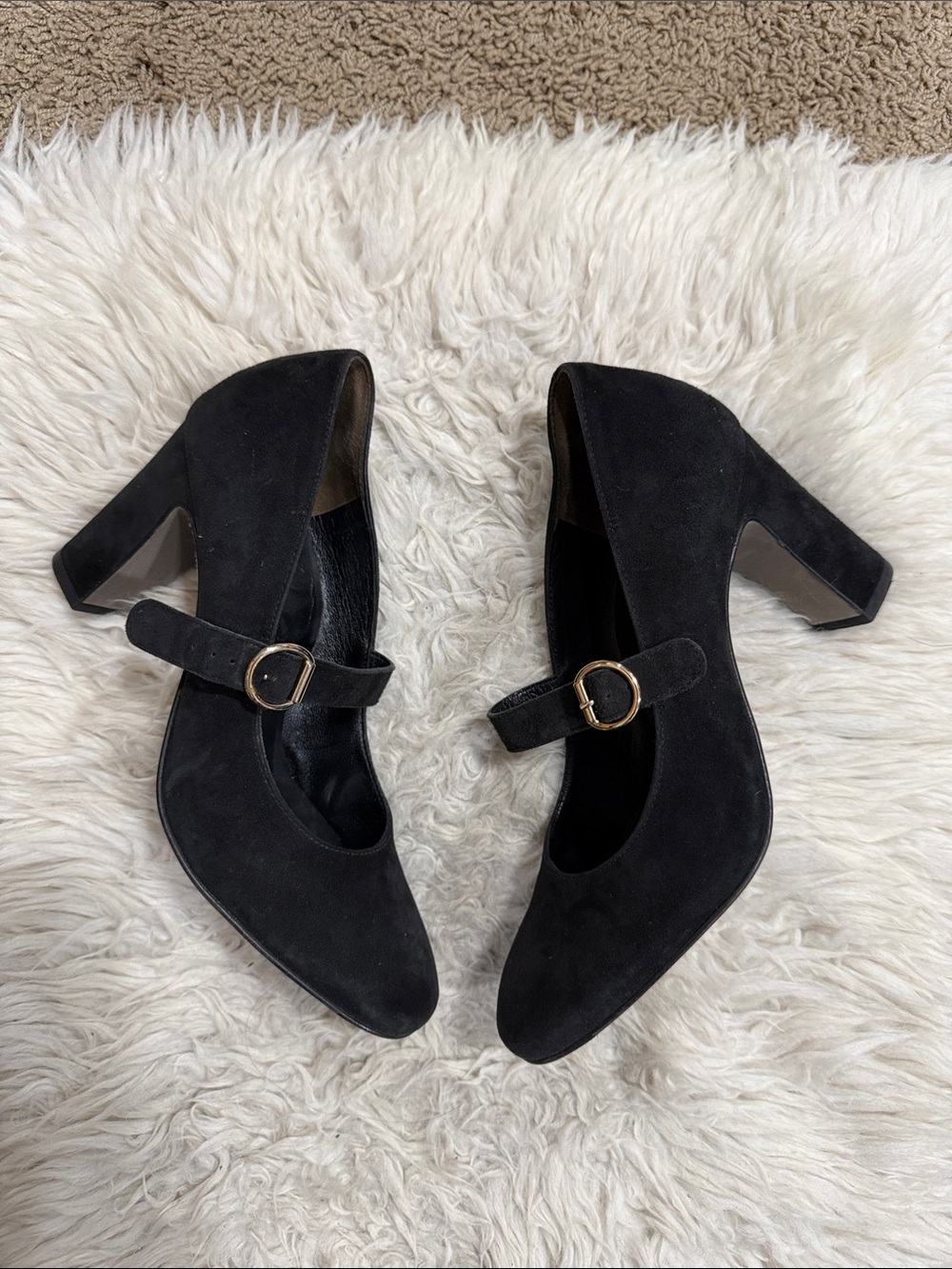 Paul Green Black Suede Nadia Mary Jane Block Heel Pumps Size 8 - Picture 9 of 10